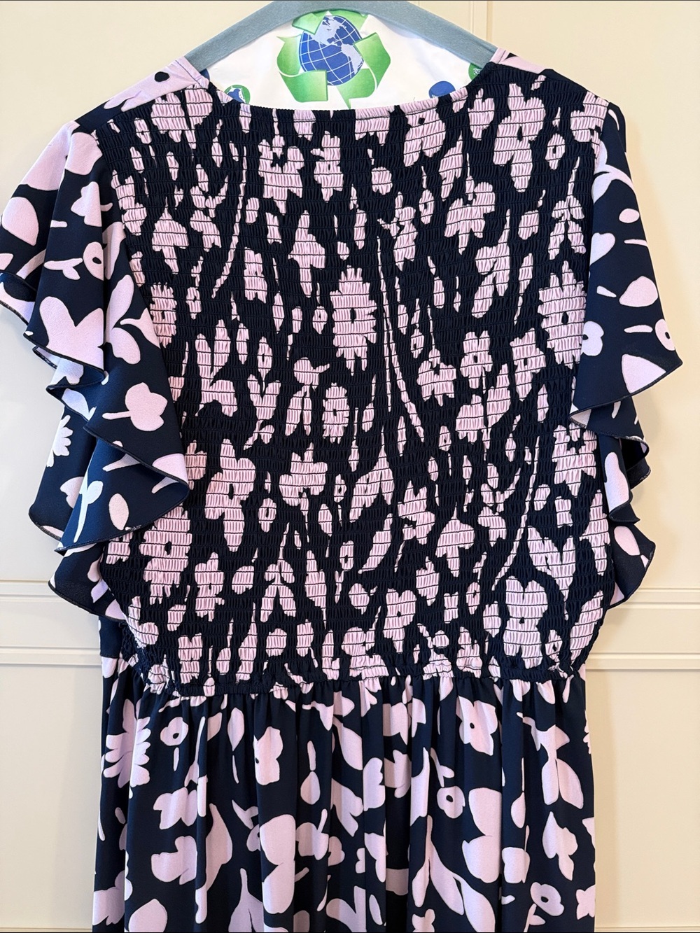 Kate Spade Floral Midi Dress Size 14 Navy Lavender Flutter Sleeve - Picture 4 of 10